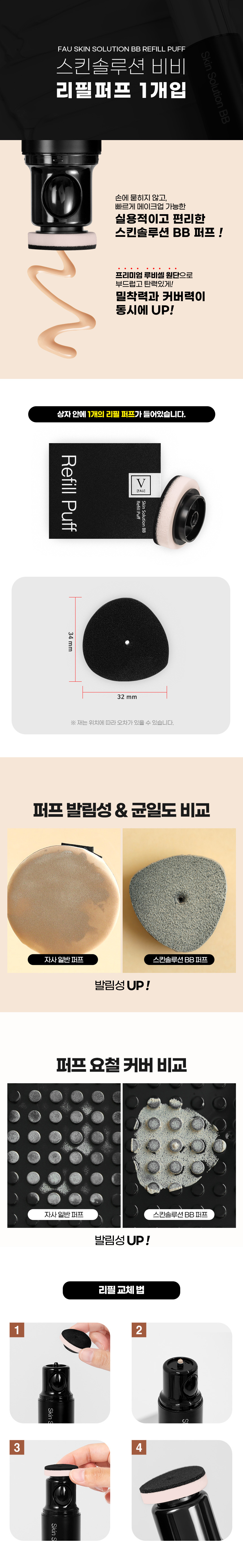 파우 스킨솔루션 리필퍼프 (32g 전용) 상세 안내 1